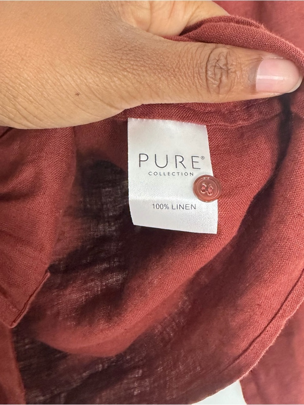 Pure Collection 100% Linen Tie Front Button Down Shirt - Picture 5 of 5